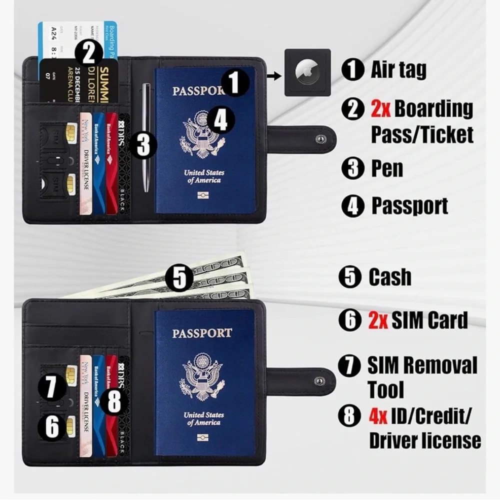 BRAND NEW GOAUS Passport Holder for Travel with Airtag Card Slots